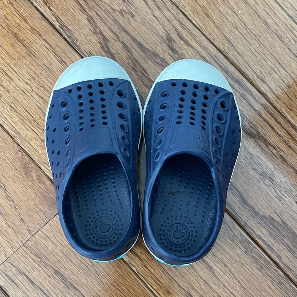 Native Kids Navy and White Slip-On Shoes